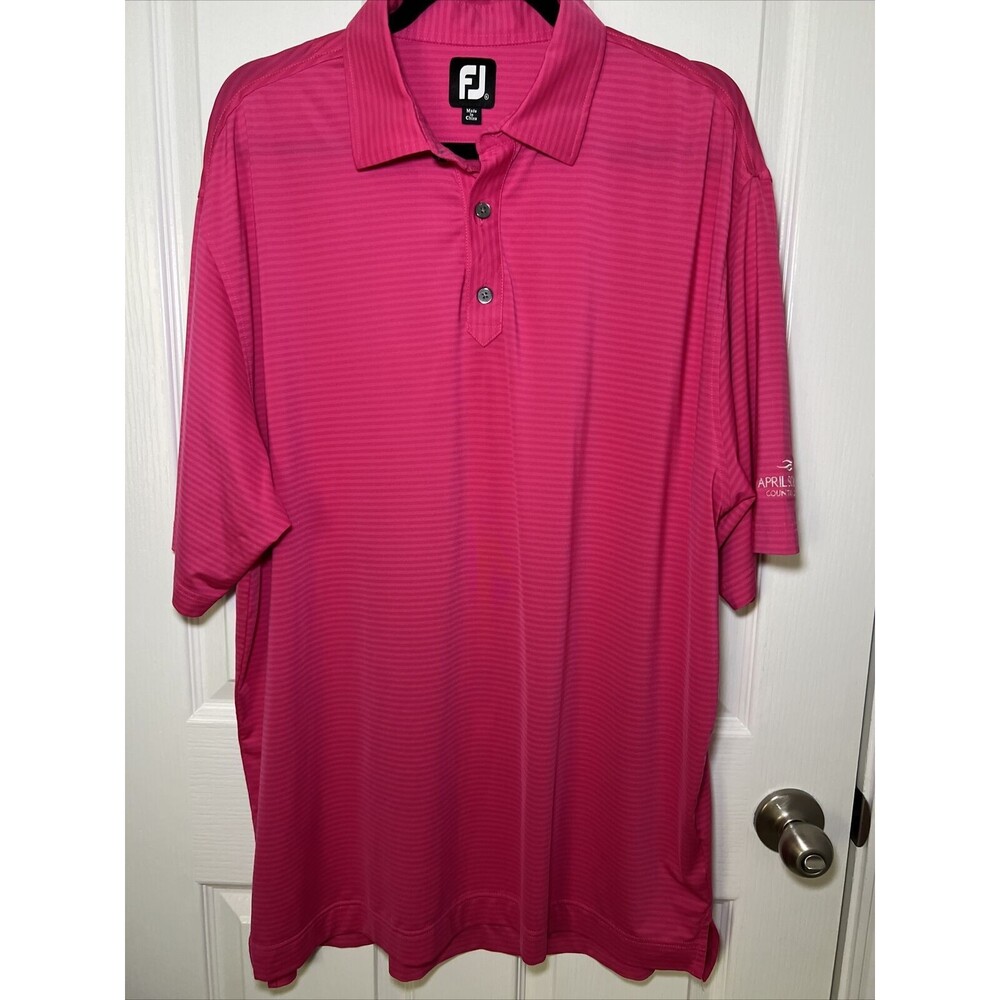Footjoy FJ Golf Polo Shirt Mens XL Hot Pink Tone Striped